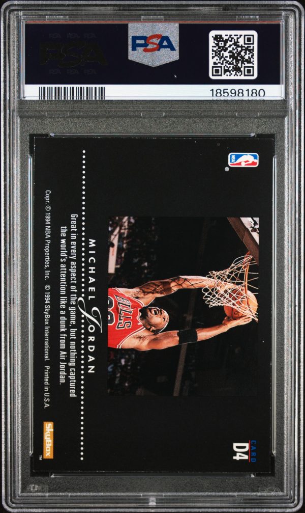 1993 Skybox Premium Michael Jordan Dynamic Dunks #D4 PSA 10 Gem Mint - Image 2