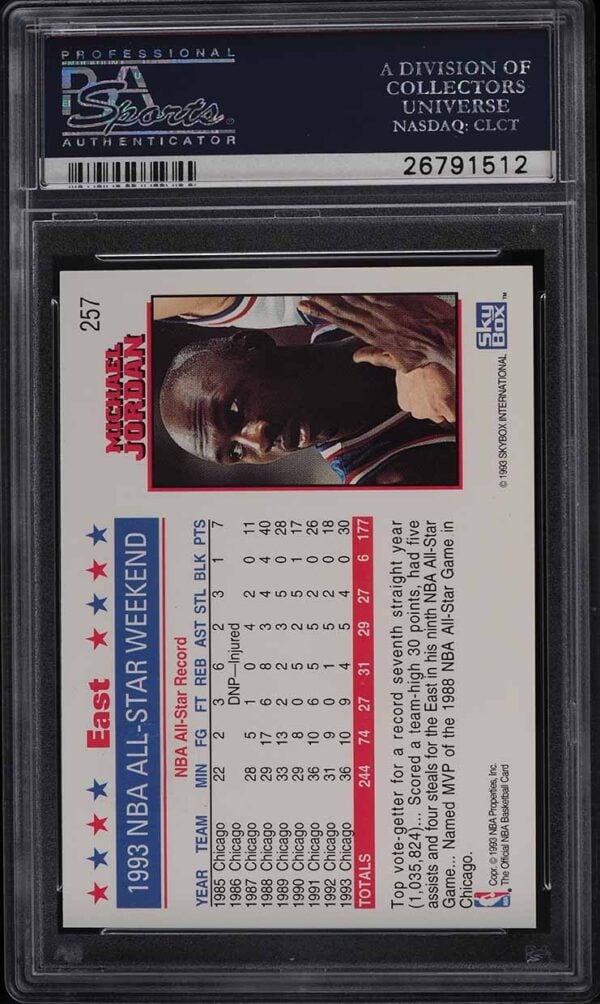 1993 Hoops Michael Jordan 5th Anniversary #257 PSA 10 Gem Mint - Image 2
