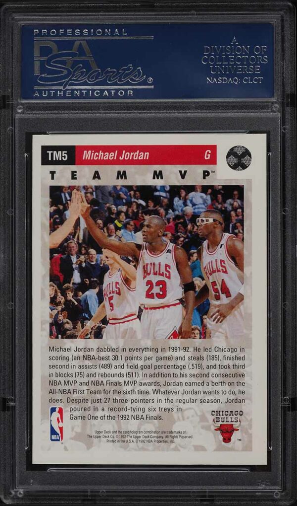 1992 Upper Deck Michael Jordan Team MVP's #TM5 PSA 10 Gem Mint - Image 2