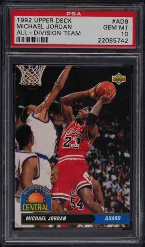 1992 UPPER DECK MICHAEL JORDAN ALL-DIVISION TEAM #AD9 PSA 10 GEM MINT