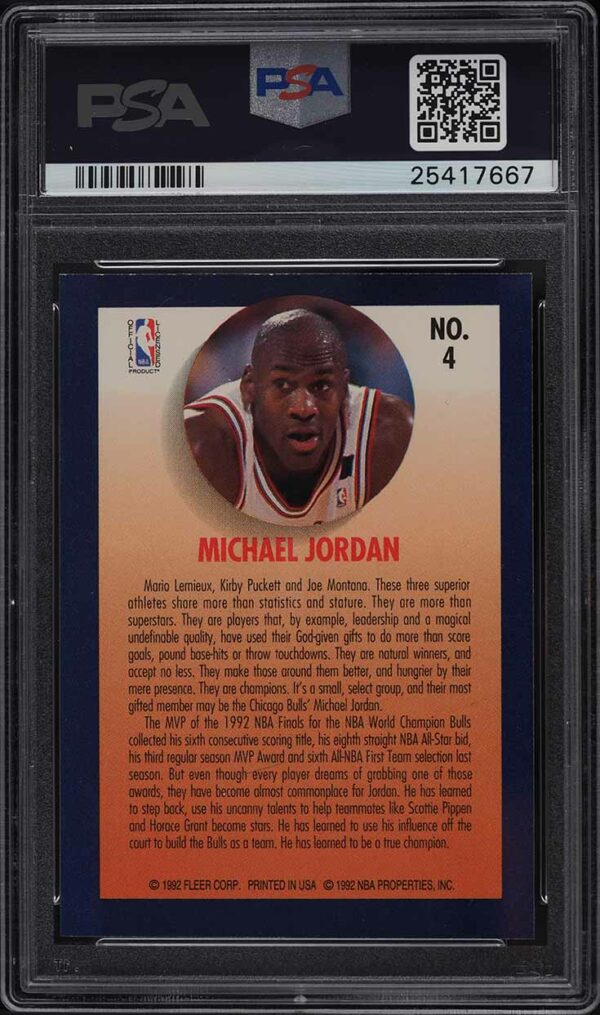 1992-93 Fleer Team Leader Michael Jordan #4 PSA 9 Mint - Image 2