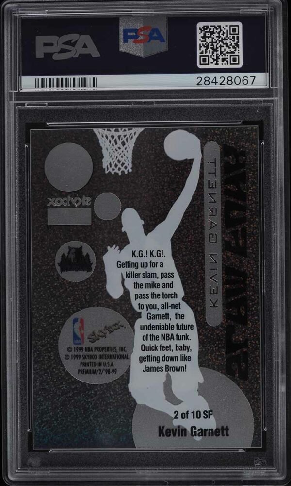 1998-99 Skybox Premium Kevin Garnett Slam Funk #2 PSA 10 Gem Mint - Image 2