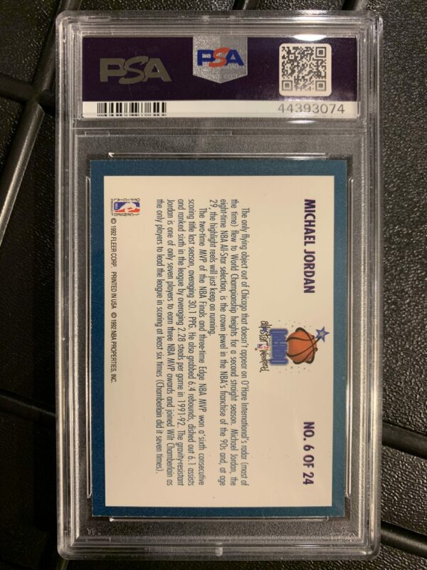 1992-93 Fleer All-Stars Michael Jordan #6 PSA 9 Mint - Image 2