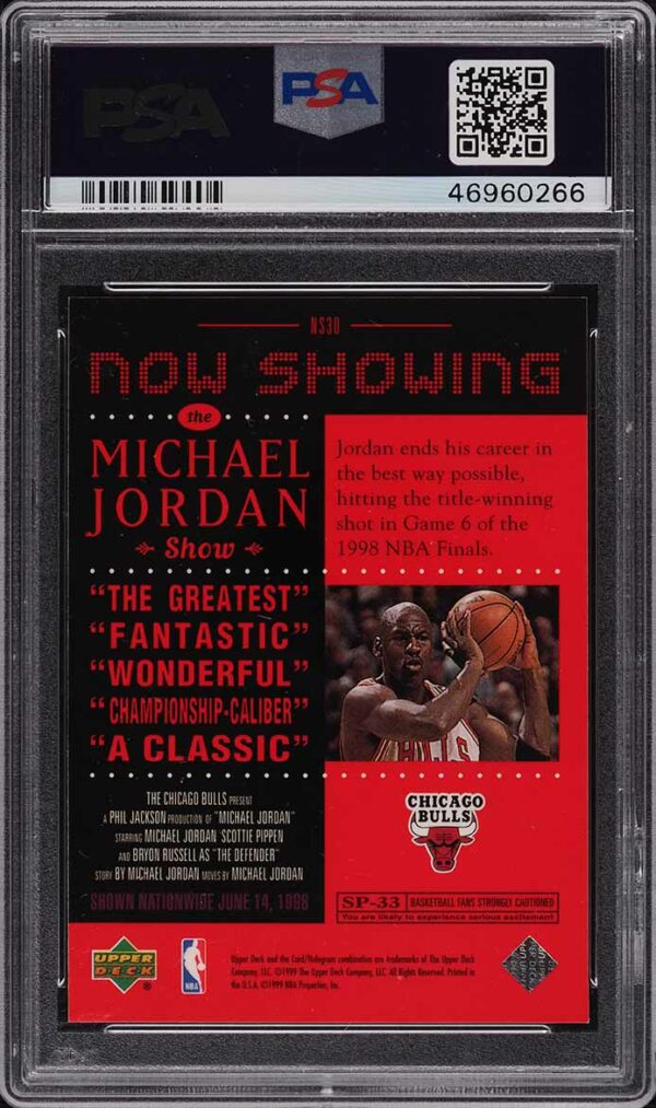 1999 UPPER DECK NOW SHOWING MICHAEL JORDAN #NS30 PSA 9 MINT - Image 2