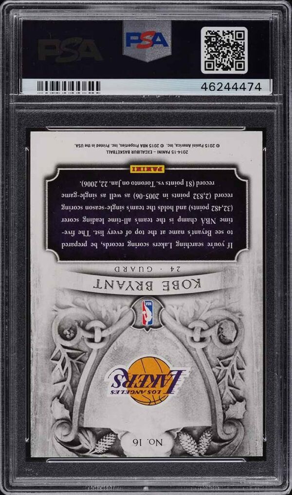2014-15 PANINI EXCALIBUR NOBILITY KOBE BRYANT #16 PSA 10 GEM MINT POP 4 - Image 2