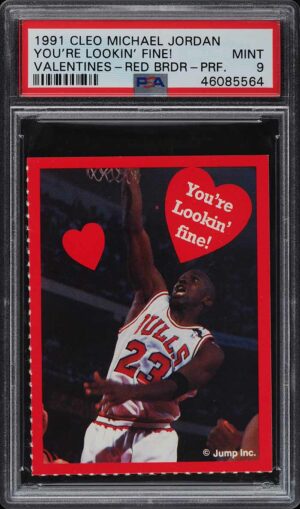 1991-92 CLEO VALENTINES RED BORDER MICHAEL JORDAN PSA 9 MINT POP 4