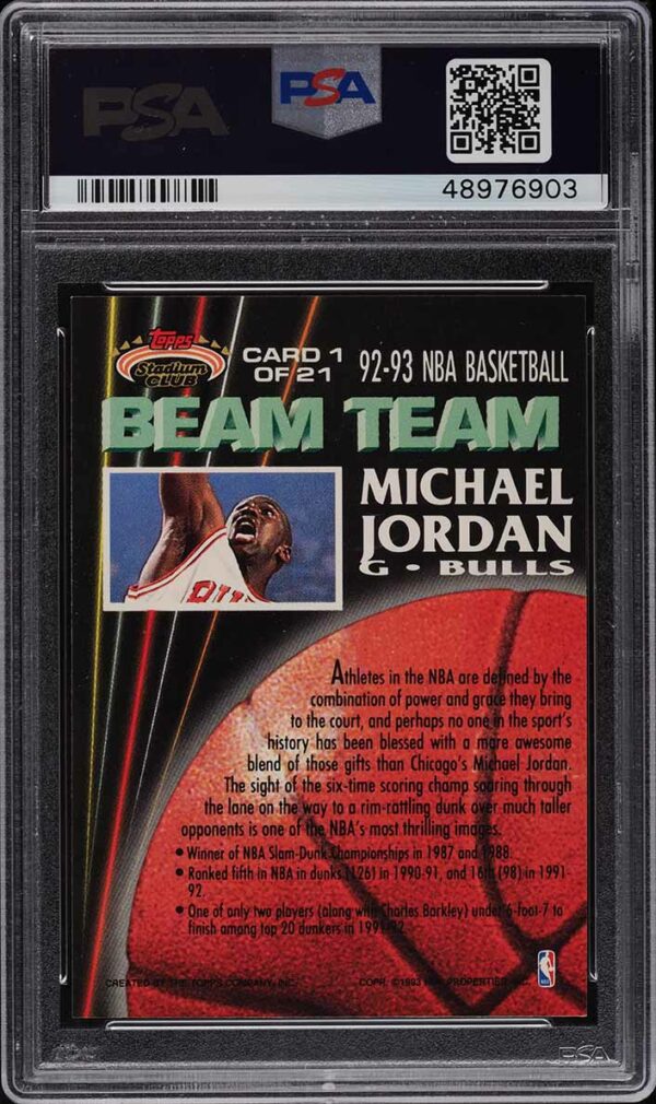 1992 STADIUM CLUB BEAM TEAM MICHAEL JORDAN #1 PSA 9 MINT - Image 2