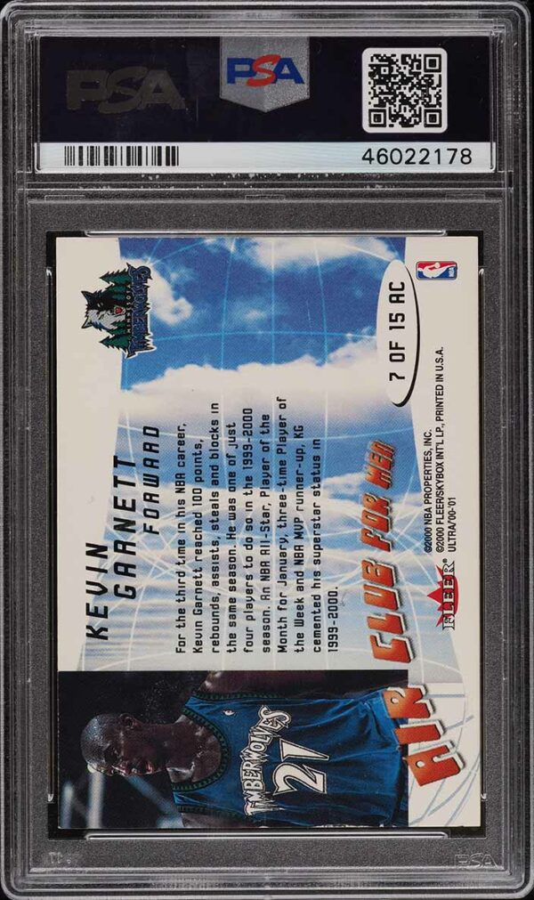 2000-01 ULTRA AIR CLUB FOR MEN KEVIN GARNETT #7 PSA 9 MINT - Image 2