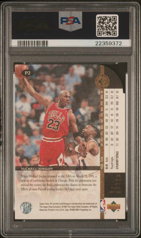 1994 SP CHAMPIONSHIP PLAYOFF HEROES DIE-CUT MICHAEL JORDAN #P2 PSA 10 GEM MINT - Image 2