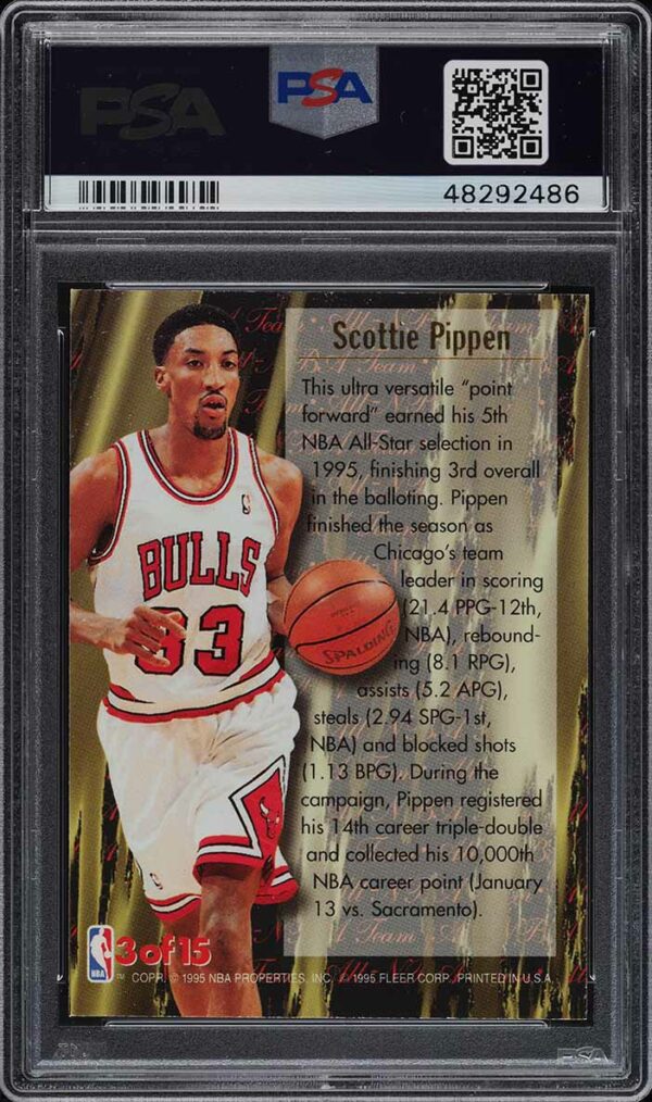 1995-96 ULTRA ALL-NBA SCOTTIE PIPPEN #3 PSA 10 GEM MINT POP 2 - Image 2