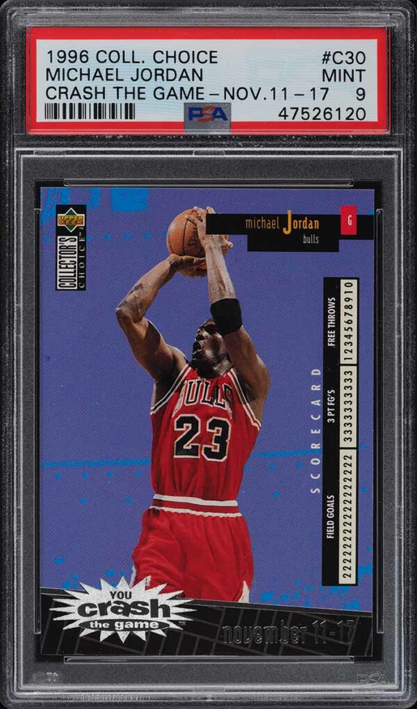 1996-97 COLLECTOR'S CHOICE CRASH THE GAME MICHAEL JORDAN #C30 PSA 9 MINT