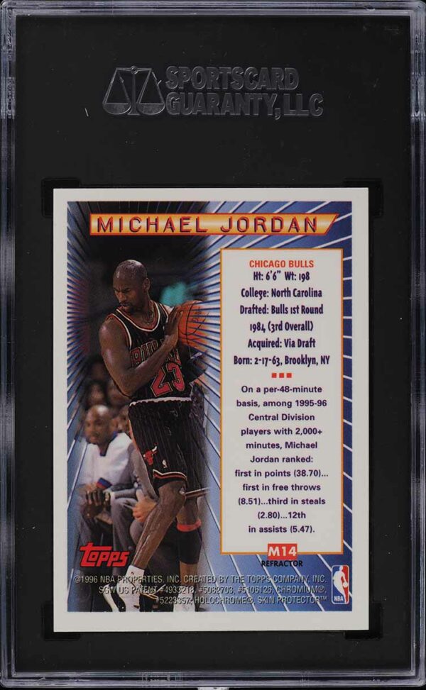 1996-97 TOPPS MYSTERY FINEST BORDERED REFRACTOR MICHAEL JORDAN #M14 SGC 9.5 MINT+ - Image 2
