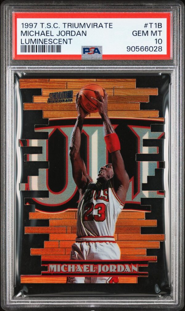 1997 Stadium Club Triumvirate Luminescent Die-Cut Michael Jordan #T1B PSA 10 GEM MINT