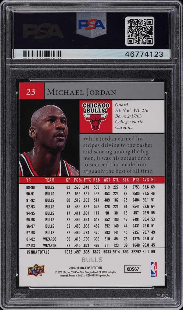 2009-10 UPPER DECK FIRST EDITION MICHAEL JORDAN #23 PSA 10 GEM MINT - Image 2