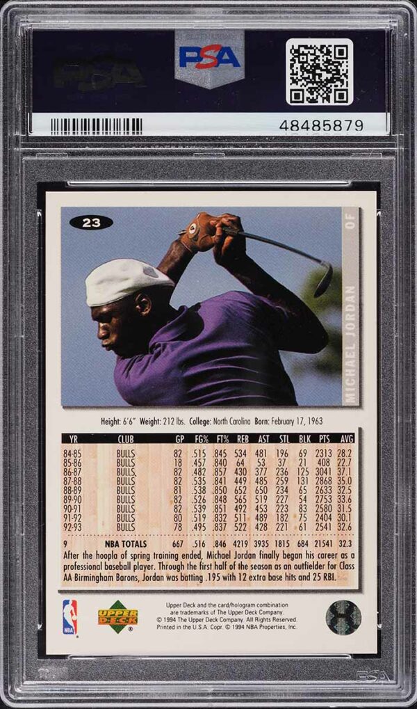 1994 Collector's Choice Gold Signature Michael Jordan #23 PSA 10 GEM MINT POP 11 - Image 2