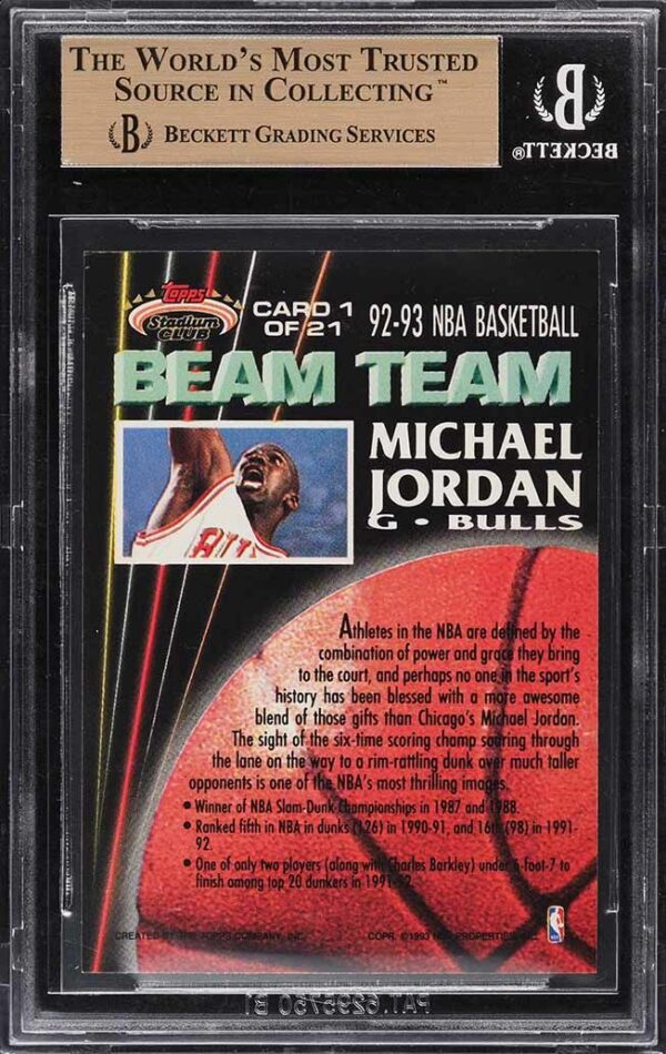 1992 Stadium Club Beam Team Michael Jordan #1 BGS 9.5 Gem Mint - Image 2