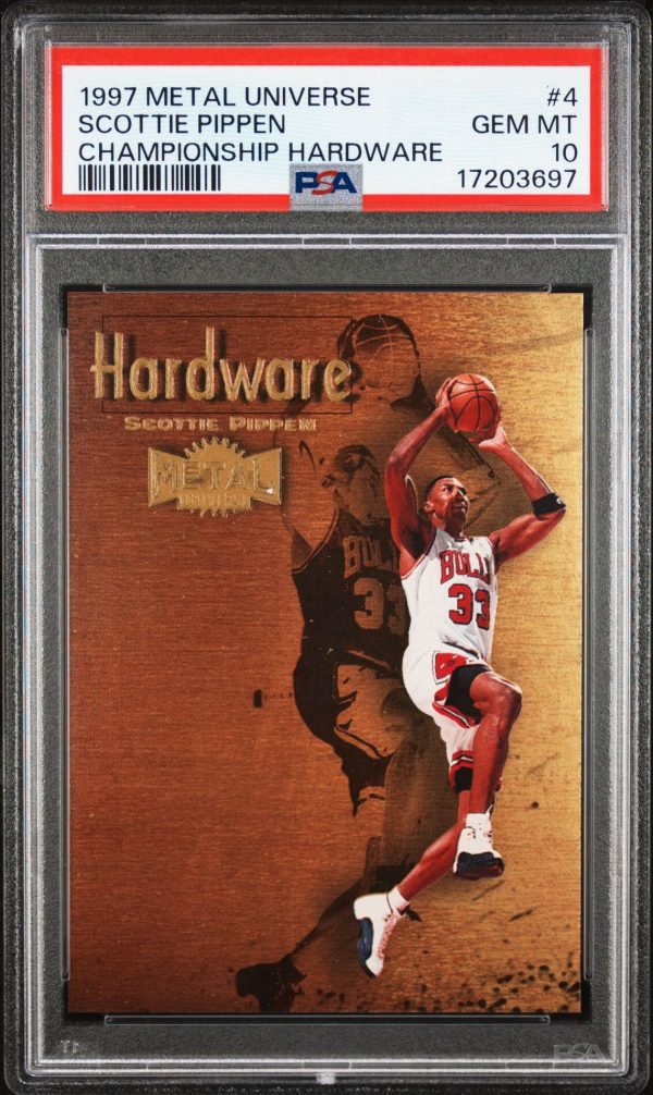 1997 METAL UNIVERSE CHAMPIONSHIP HARDWARE SCOTTIE PIPPEN #4 PSA 10 GEM MINT POP 2
