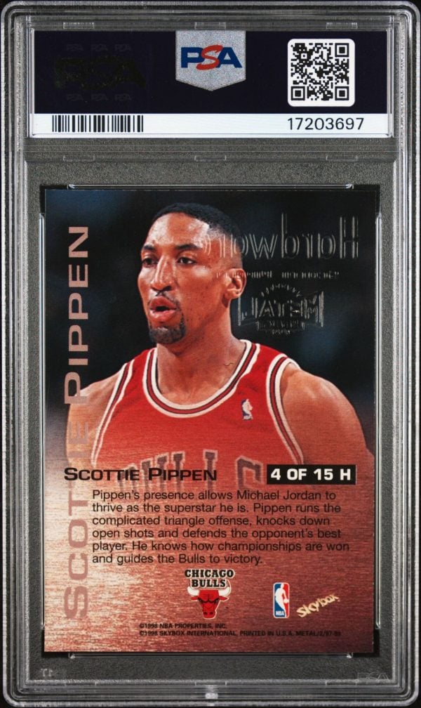 1997 METAL UNIVERSE CHAMPIONSHIP HARDWARE SCOTTIE PIPPEN #4 PSA 10 GEM MINT POP 2 - Image 2