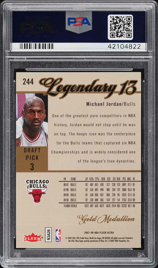 2007 Ultra Gold Medallion Michael Jordan #244 PSA 10 GEM MINT - Image 2