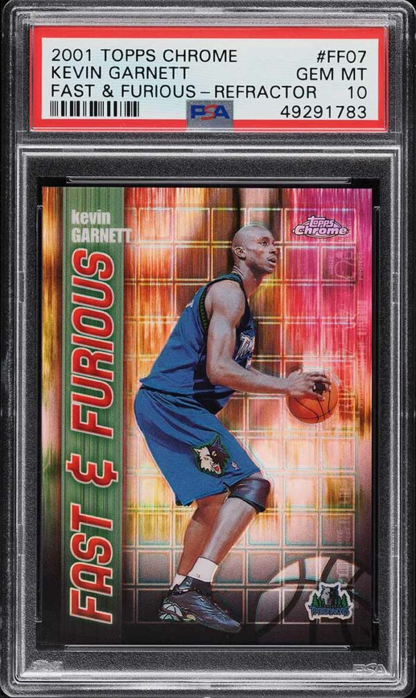 2001-02 TOPPS CHROME FAST & FURIOUS REFRACTOR KEVIN GARNETT #FF07 PSA 10 GEM MINT