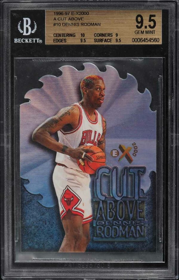 1996-97 SKYBOX E-X2000 A CUT ABOVE DIE-CUT DENNIS RODMAN #10 BGS 9.5 GEM MINT