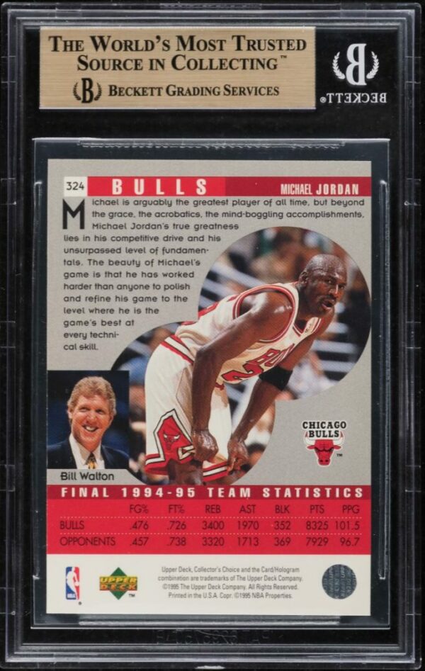 1995 COLLECTOR'S CHOICE PLAYER'S CLUB PLATINUM MICHAEL JORDAN #324 BGS 9.5 GEM - Image 2