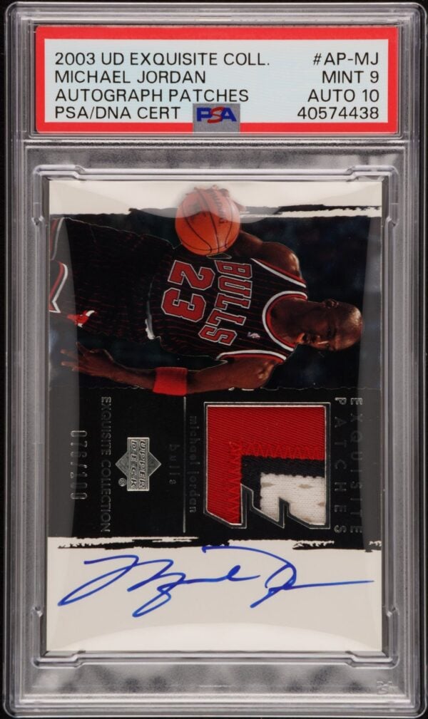 2003 Exquisite Collection Autograph Patches Michael Jordan /100 #AP-MJ PSA 9 Auto 10