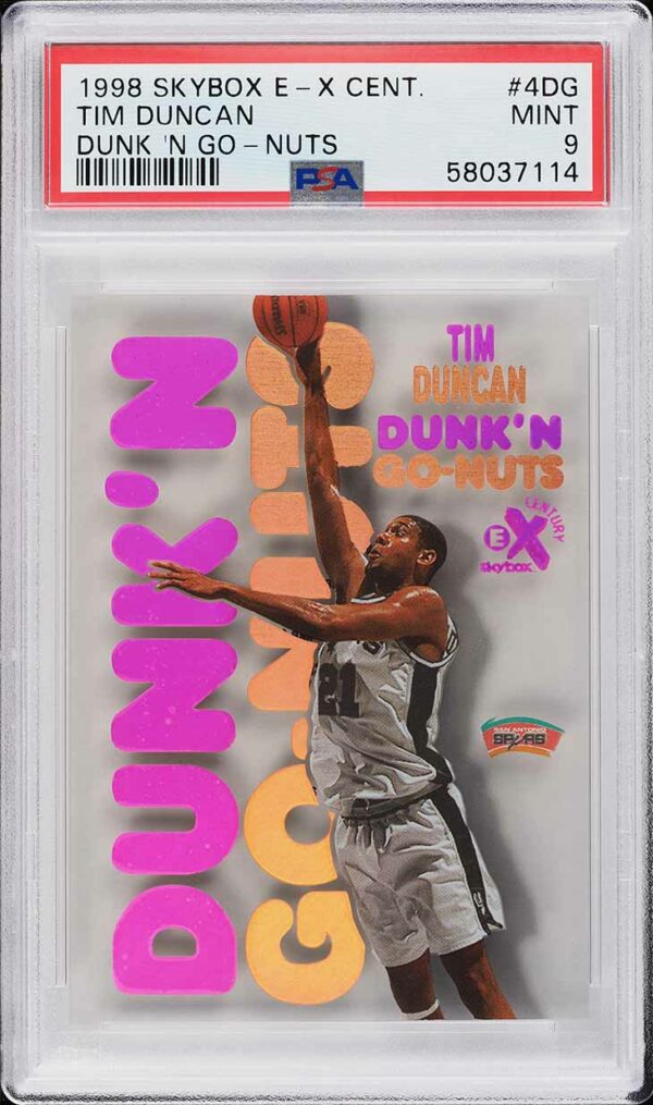 1998-99 SKYBOX E-X CENTURY DUNK 'N GO-NUTS TIM DUNCAN #4DG PSA 9 MINT