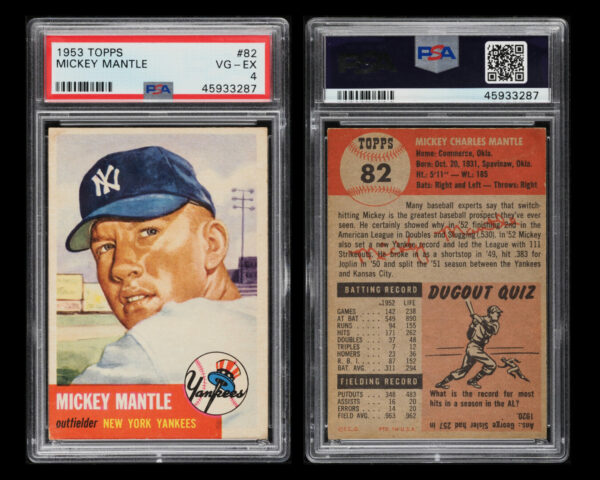1953 TOPPS MICKEY MANTLE #82 PSA 4 VGEX - Image 3