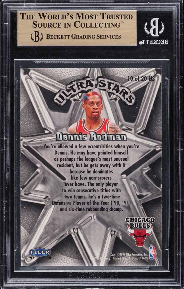 1997-98 ULTRA STARS GOLD DENNIS RODMAN #10 BGS 9.5 GEM MINT - Image 2