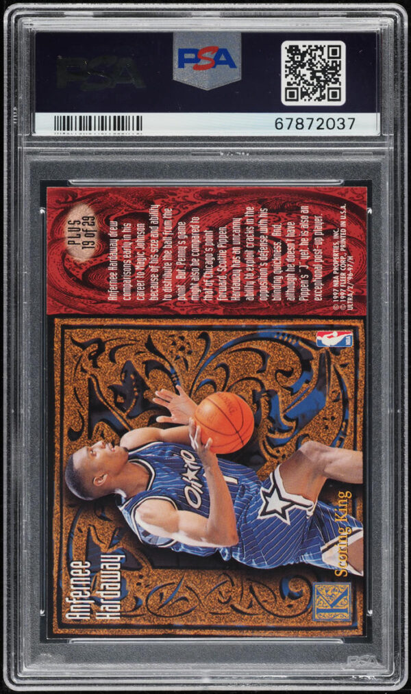 1996-97 ULTRA SCORING KINGS PLUS ANFERNEE HARDAWAY #19 PSA 9 MINT - Image 2