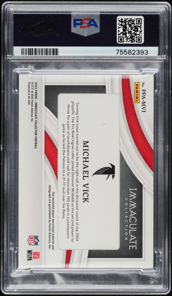 2022 IMMACULATE COLLECTION PREMIUM GOLD MICHAEL VICK PATCH AUTO DNA 10 /10 PSA 8 - Image 2