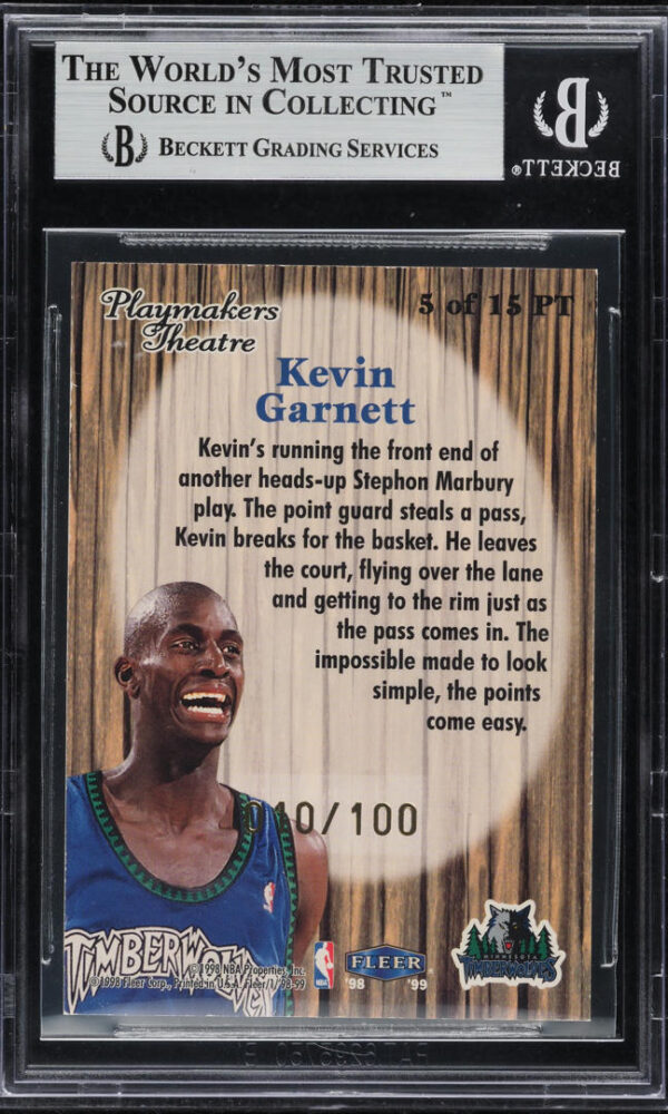 1998-99 FLEER TRADITION PLAYMAKERS THEATRE KEVIN GARNETT /100 #5 BGS 8.5 - Image 2