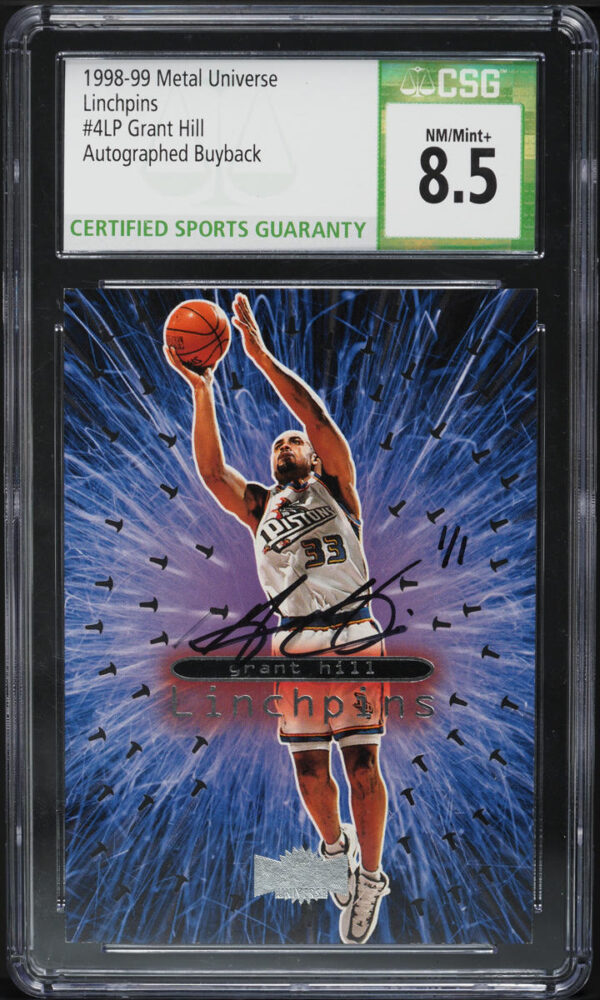 1998-99 METAL UNIVERSE LINCHPINS GRANT HILL BUYBACK AUTO 1/1 #4 CSG 8.5 NM-MT+