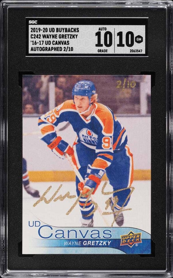 2019 UPPER DECK BUYBACKS '16 CANVAS WAYNE GRETZKY AUTO /10 #C242 SGC 10 GEM MINT