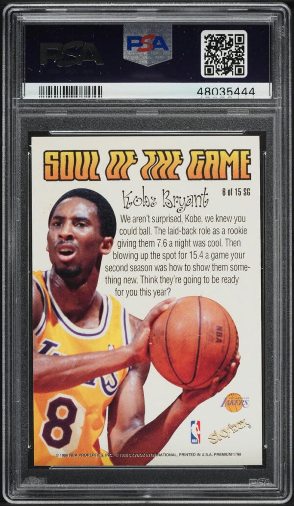 1998-99 SKYBOX PREMIUM SOUL OF THE GAME KOBE BRYANT #6 PSA 10 GEM MINT - Image 2