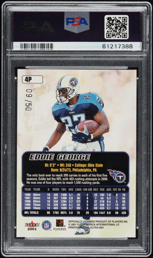 2001 ULTRA PLATINUM MEDALLION EDDIE GEORGE /50 #4P PSA 9 MINT - Image 2