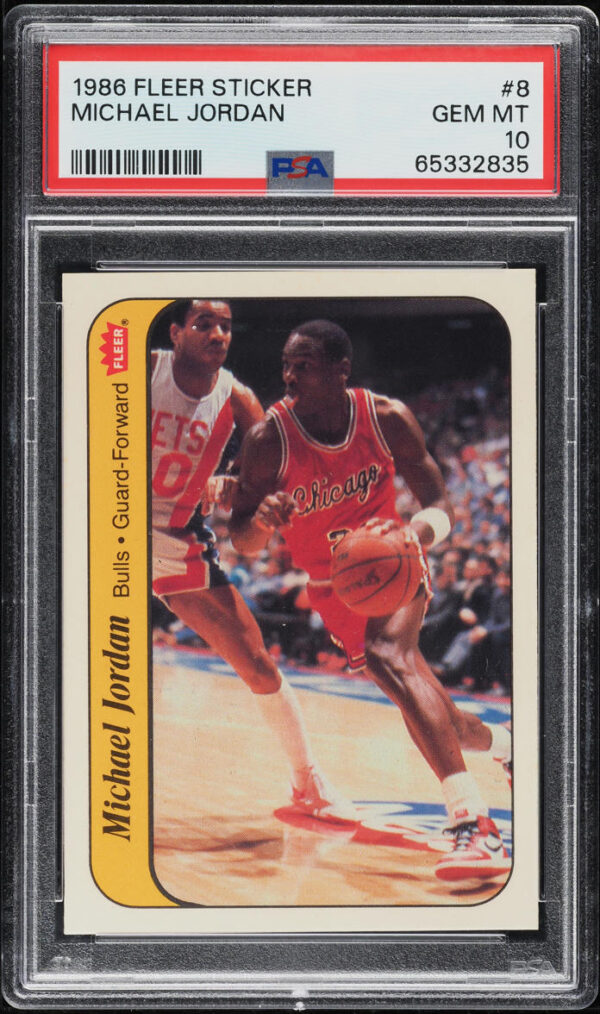 1986 FLEER STICKER MICHAEL JORDAN RC #8 PSA 10 GEM MINT
