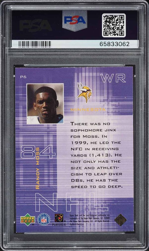 2000 UPPER DECK PROS & PROSPECTS PROMOTION RANDY MOSS #P6 PSA 9 MINT - Image 2