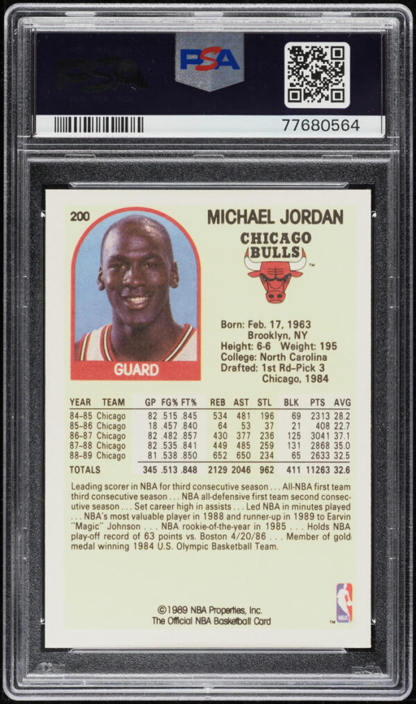 1989-90 HOOPS MICHAEL JORDAN #200 PSA 10 GEM MINT - Image 2