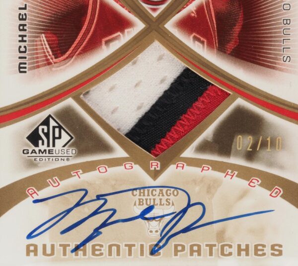 2005 SP GAME USED AUTHENTIC FABRICS AUTOGRAPH PATCHES MICHAEL JORDAN #AAPMJ /10 PSA 9 DNA 10 - Image 3