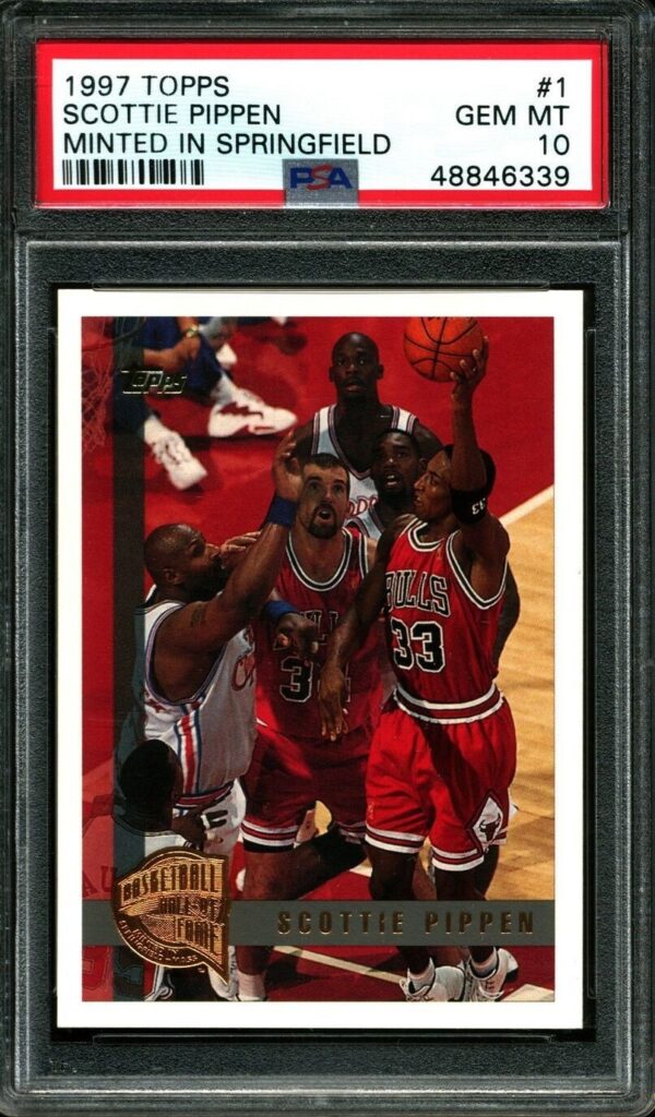 1997-98 TOPPS MINTED IN SPRINGFIELD #1 SCOTTIE PIPPEN PSA 10 GEM MINT