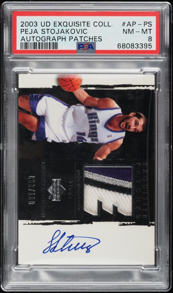 2003-04 EXQUISITE COLLECTION PEJA STOJAKOVIC PATCH AUTO /100 #AP-PS PSA 8 NM-MT