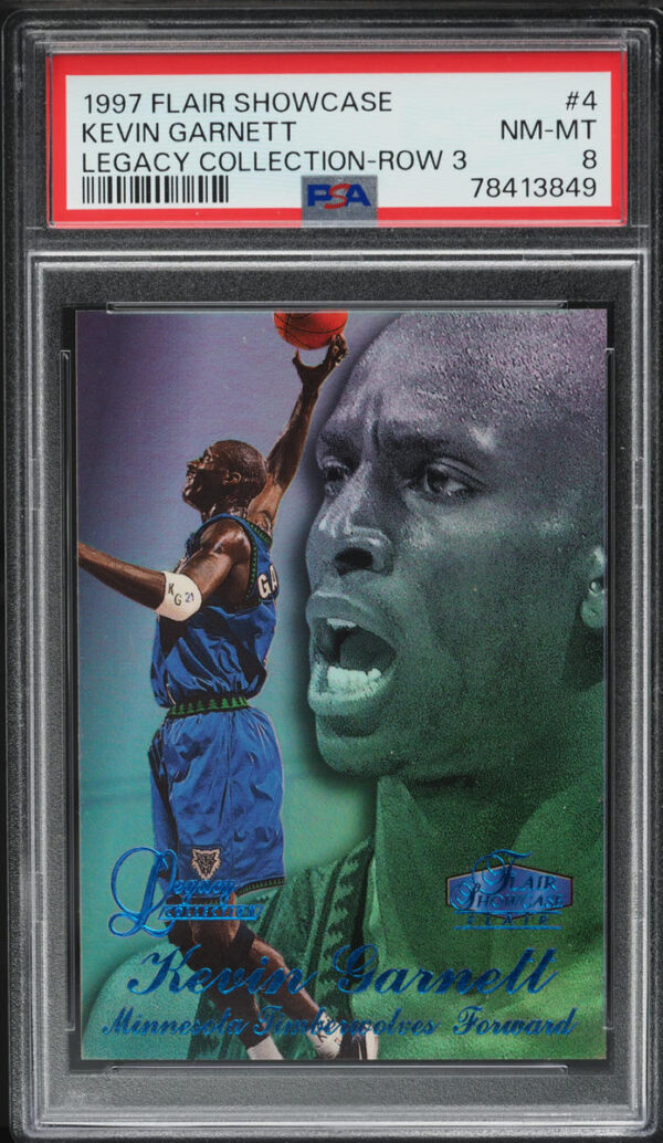 1997-98 FLAIR SHOWCASE LEGACY COLLECTION ROW 3 KEVIN GARNETT /100 #4 PSA 8 NM-MT