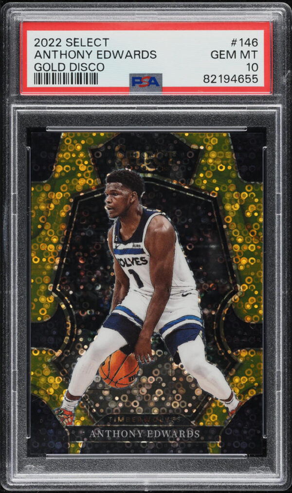 2022-23 PANINI SELECT GOLD DISCO ANTHONY EDWARDS #146 PSA 10 GEM MINT