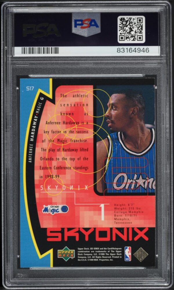 1998-99 UPPER DECK IONIX SKYONIX ANFERNEE HARDAWAY #S17 PSA 10 GEM MINT - Image 2