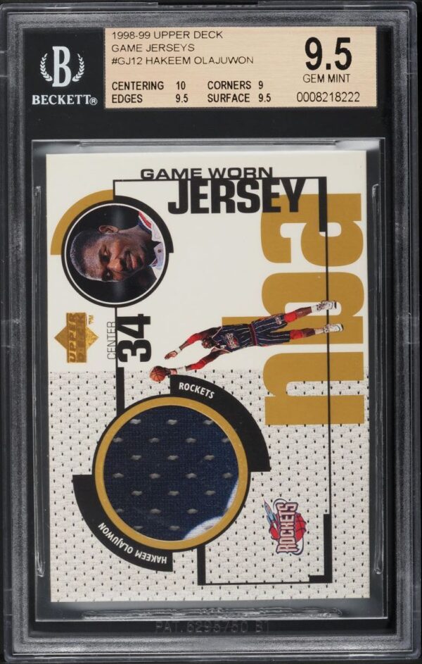 1998-99 UPPER DECK GAME JERSEYS HAKEEM OLAJUWON PATCH #GJ12 BGS 9.5 GEM MINT