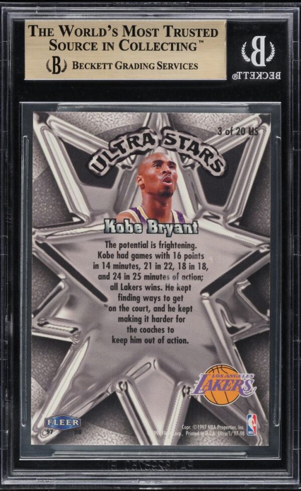 1997-98 ULTRA STARS GOLD KOBE BRYANT #3 BGS 9.5 GEM MINT - Image 2