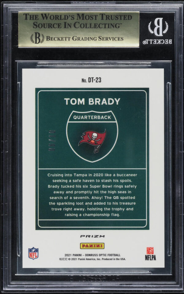 2021 Donruss Optic Downtown! Gold Tom Brady /10 #DT23 BGS 9.5 GEM MINT - Image 2