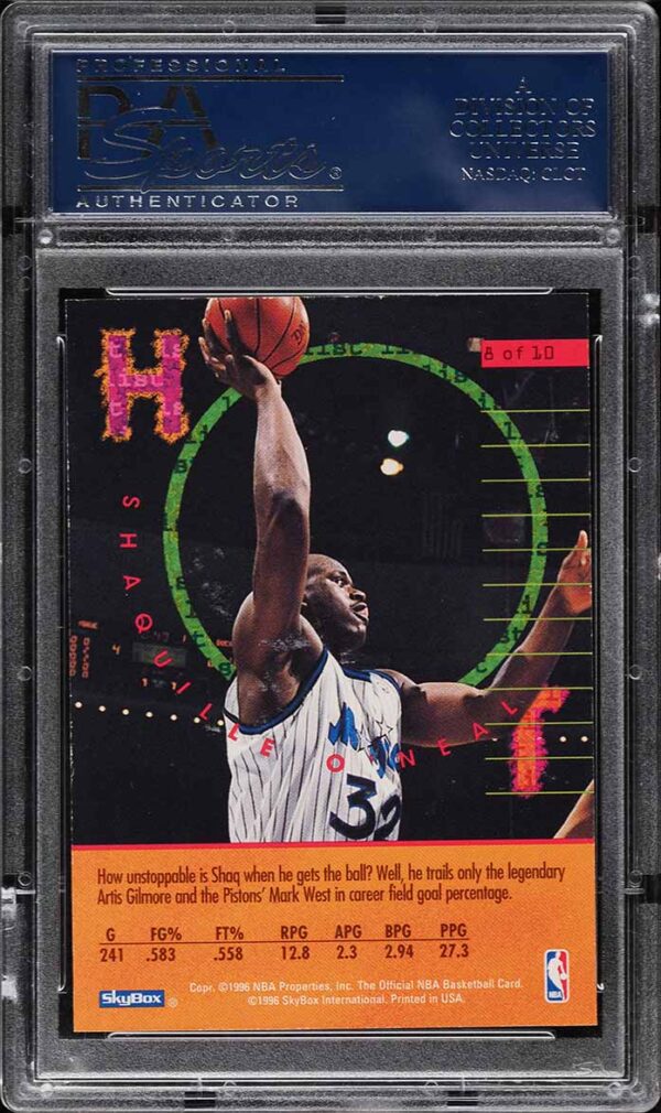1995-96 HOOPS HOT LIST SHAQUILLE O'NEAL #8 PSA 10 GEM MINT - Image 2